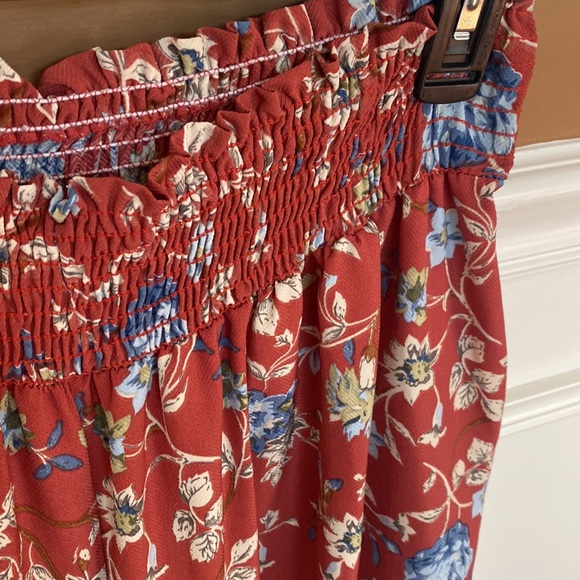 Bucket List Wide Flowy Leg Pants Red Floral print - Sz L wPockets - Picture 2 of 13